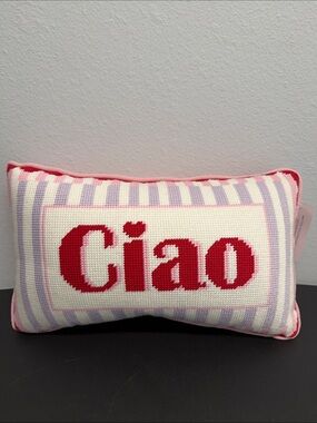 Cupcakes & Cashmere | “CIAO” Embroidered Pillow Sassy Fun Home Decor